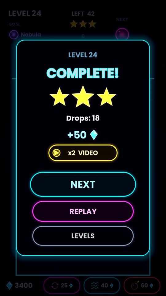 Level complete with 3 stars