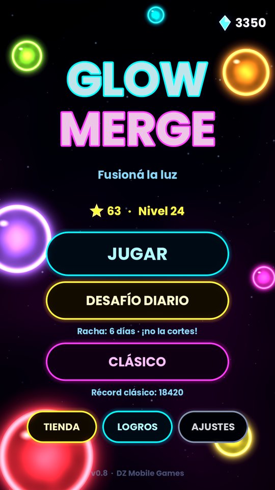Menú principal de Glow Merge