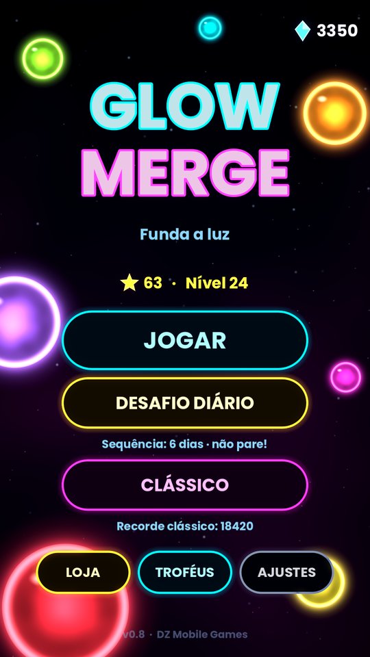 Menu principal do Glow Merge
